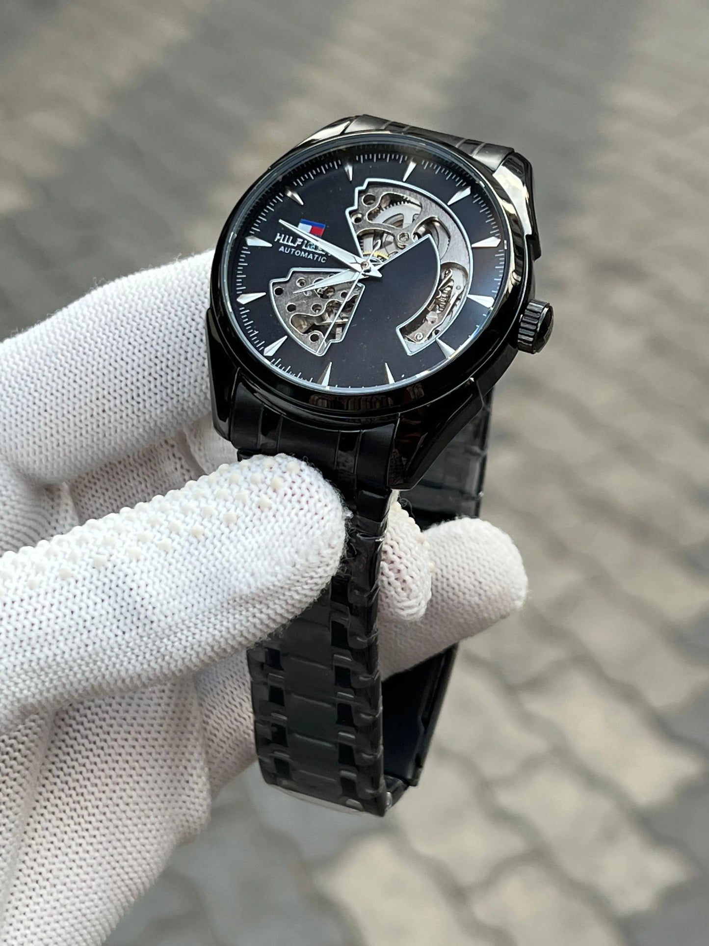 Tomm_y Hilfiger Automatic Skeleton Black