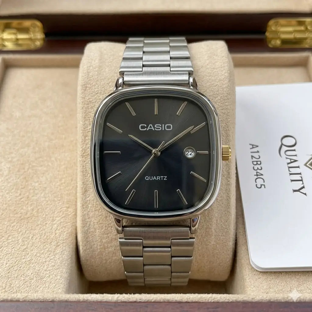 Casio Oval Silver Black