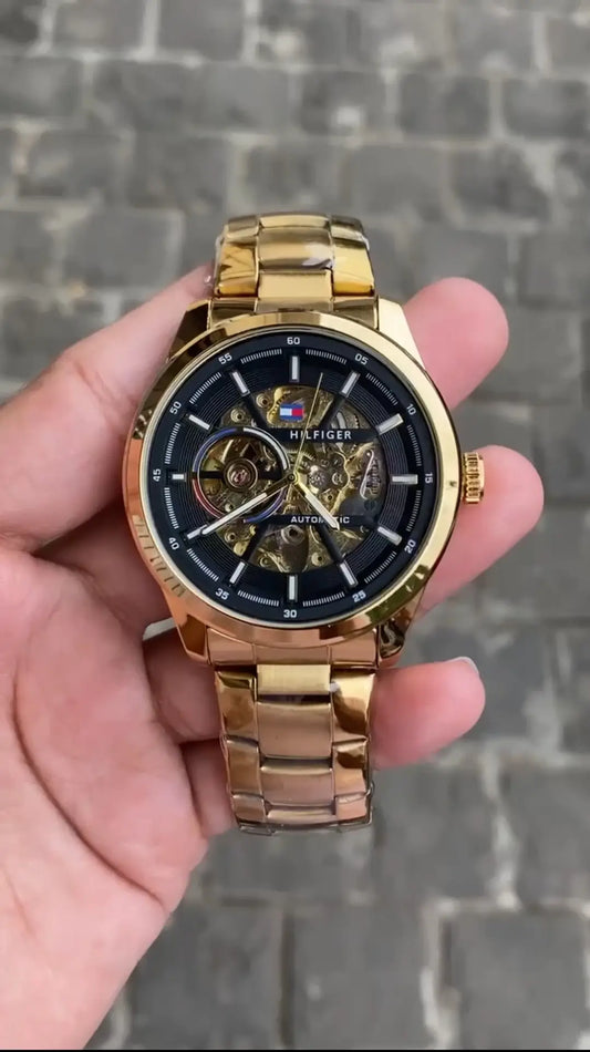 Tommy Hilfige r Automatic Chain Gold Black