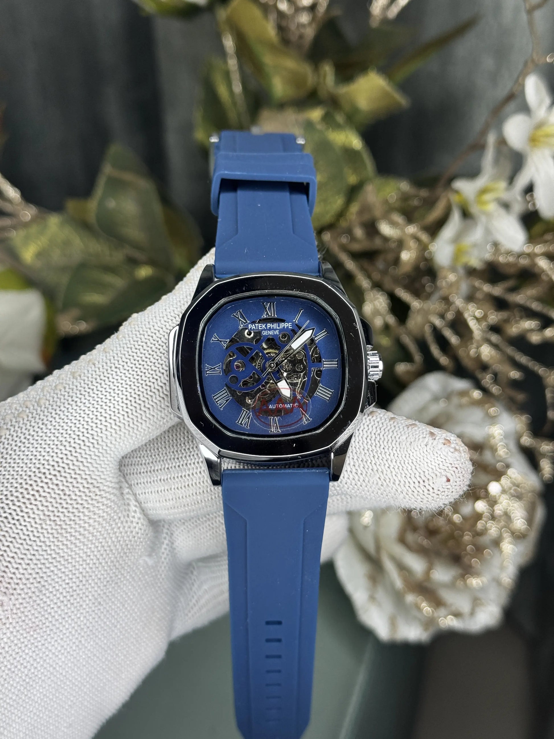 Patek Philippe Silver Blue Premium Automatic Watch