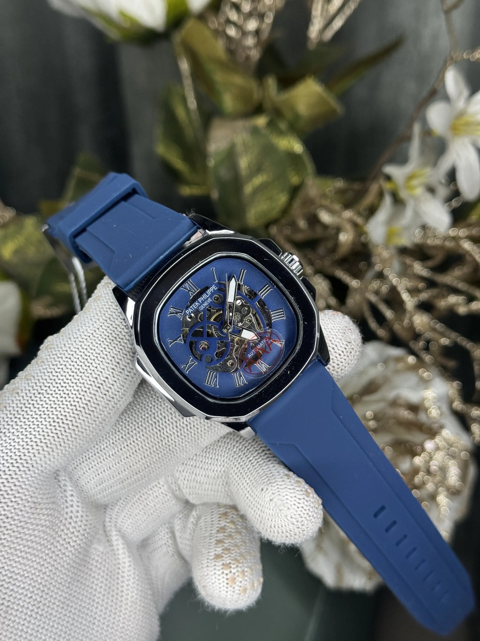 Patek Philippe Silver Blue Premium Automatic Watch