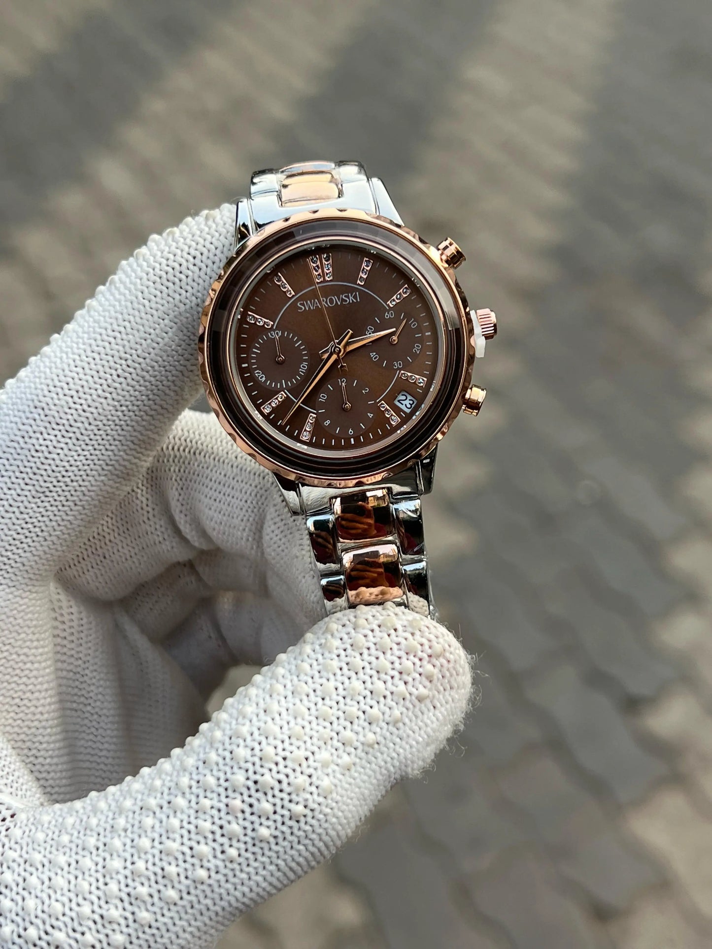 Swarovski Octea Lux Chrono Analog Two Tone Brown