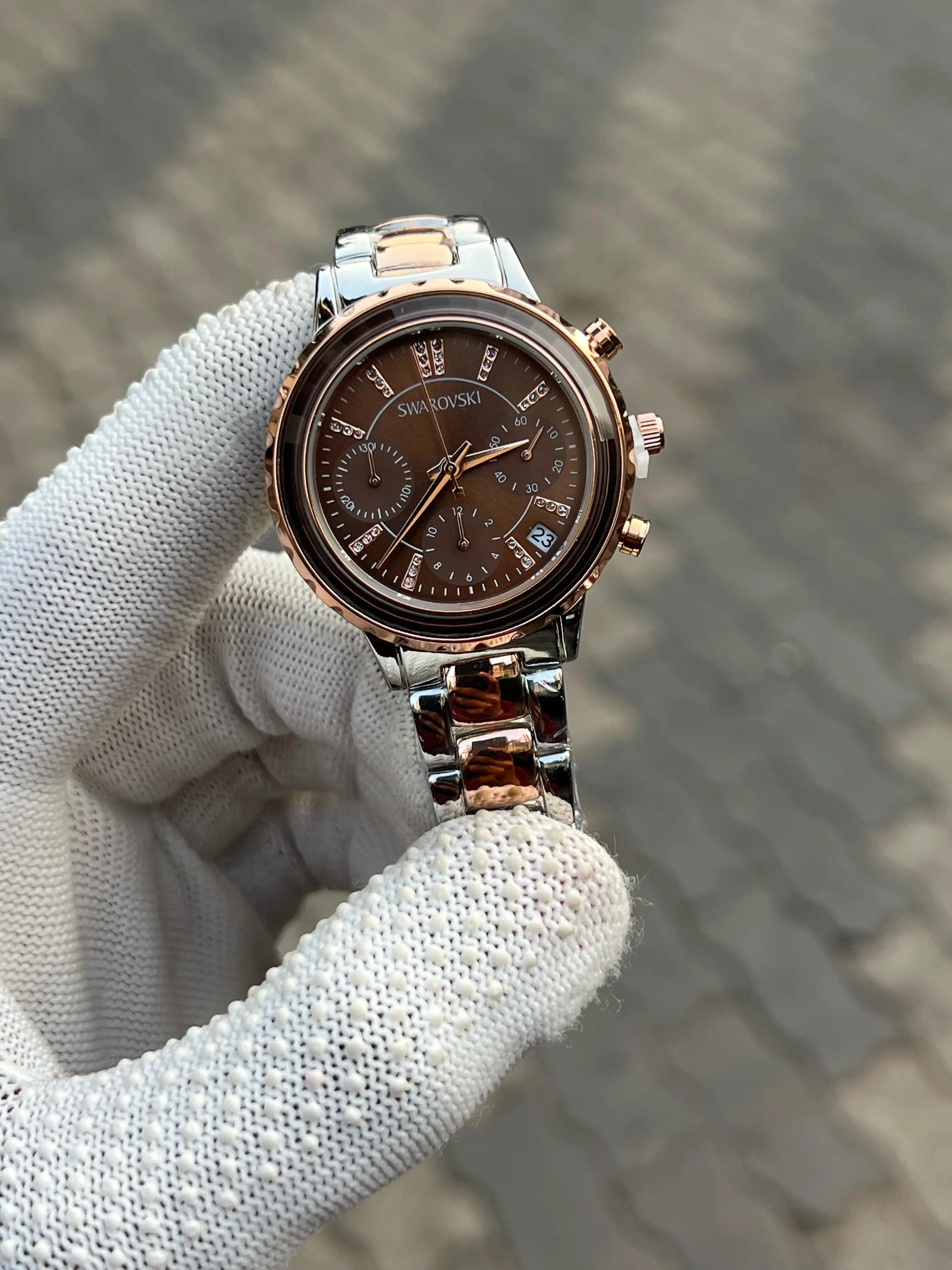 Swarovski Octea Lux Chrono Analog Two Tone Brown