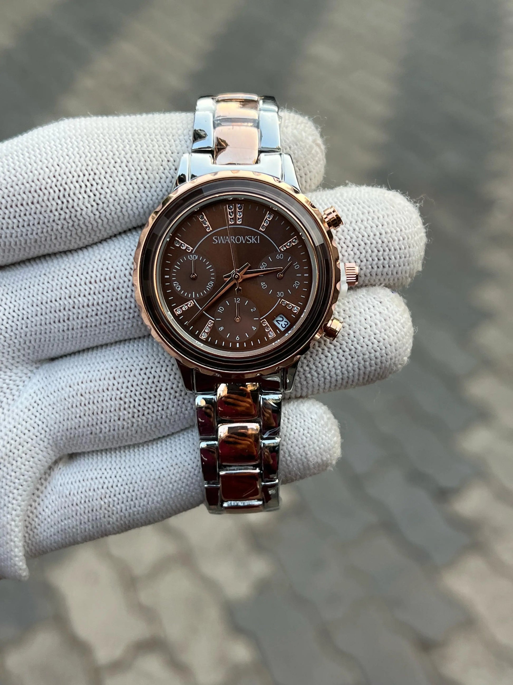 Swarovski Octea Lux Chrono Analog Two Tone Brown