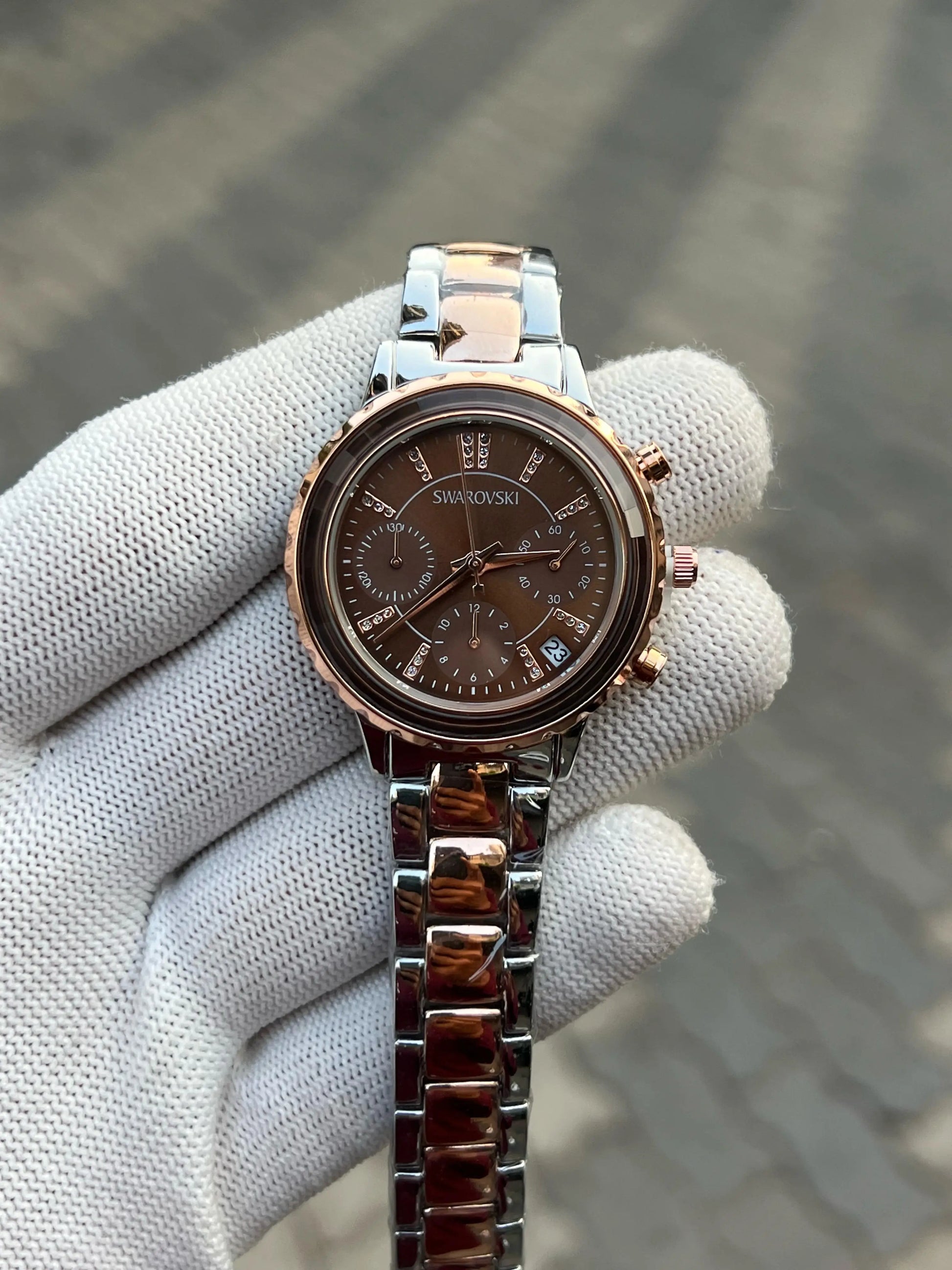 Swarovski Octea Lux Chrono Analog Two Tone Brown