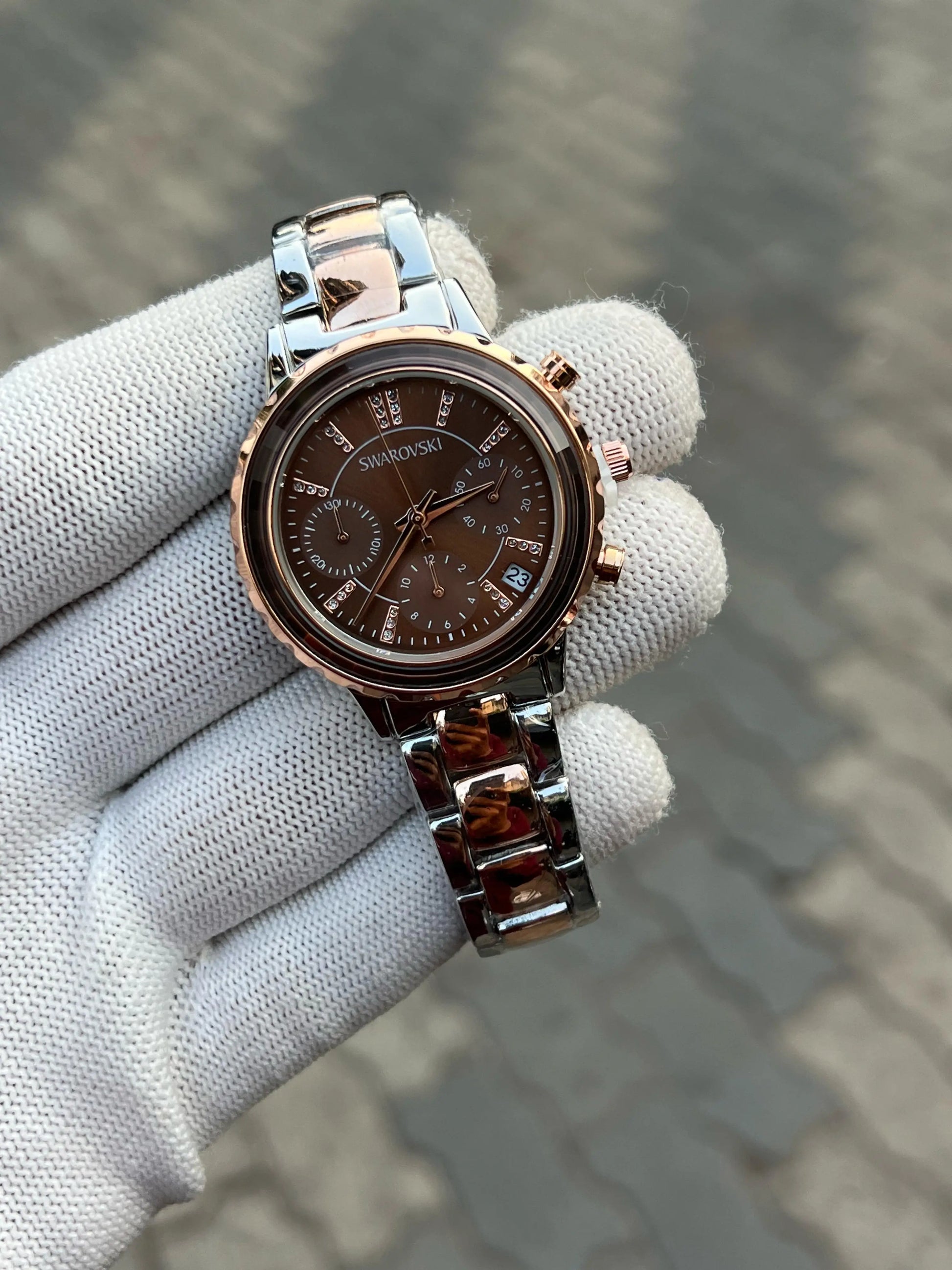 Swarovski Octea Lux Chrono Analog Two Tone Brown