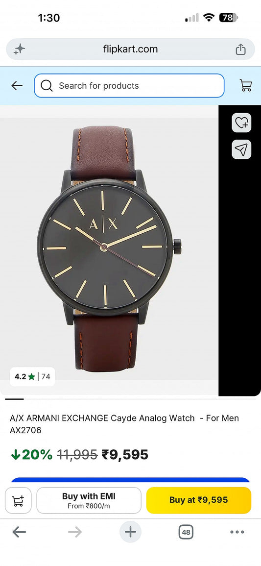 A X Armani Exchange Cayde men s analog watch