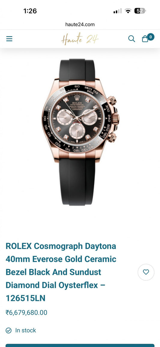 cosmograph daytona everose gold ceramic bezel black and sundust diamond dial oysterflex