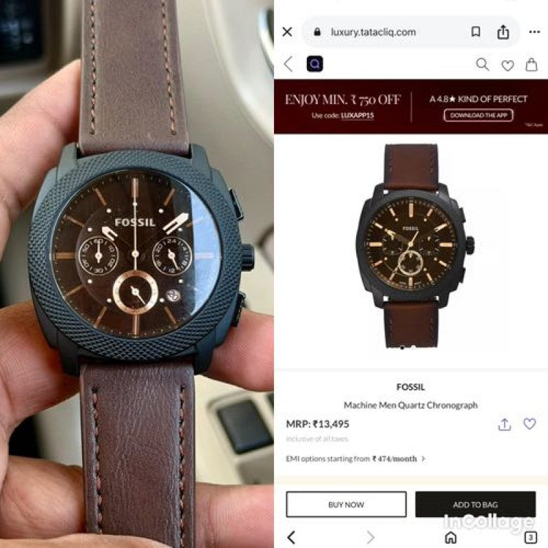 FossIL CHRONO BROWN BLACK BROWN BELT
