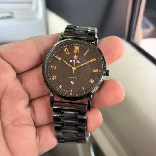 Rado,centrix style black dial roman index quartz watch