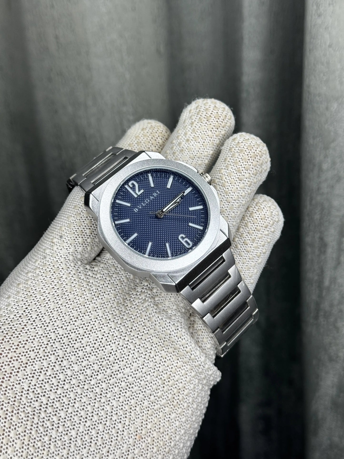 Bvlgari Octo Roma Silver Blue Premium Watch