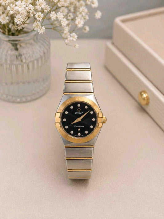 Omeg_a Constellation Quartz Black Dial 159 Diamond