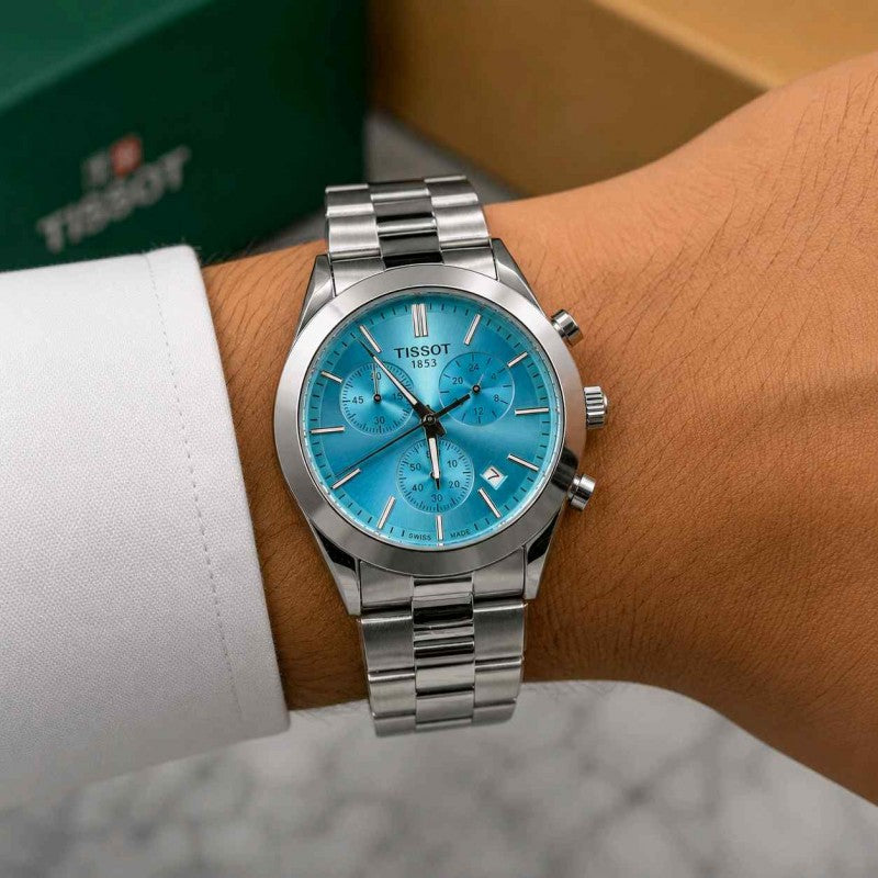 TISSO_T Pr 100 40mm Skyblue Chronograph ( 026 )