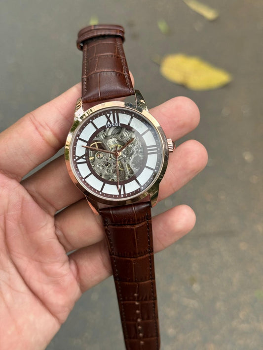 Fossi l Open Machine Automatic Rose Brown Leather
