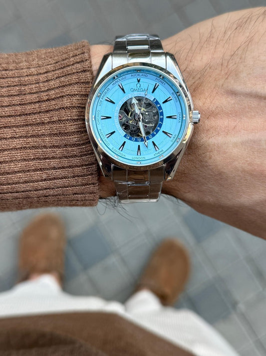 Omeg a Sea Master Aqua Terra World Timer Automatic Silver Tiffany Stainless Steel