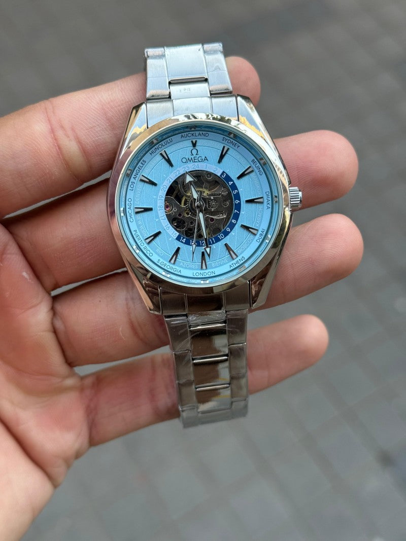 Omeg a Sea Master Aqua Terra World Timer Automatic Silver Tiffany Stainless Steel