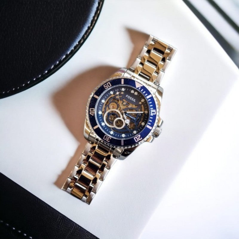 Fossi l FB 01 Automatic Skeleton Silver Blue