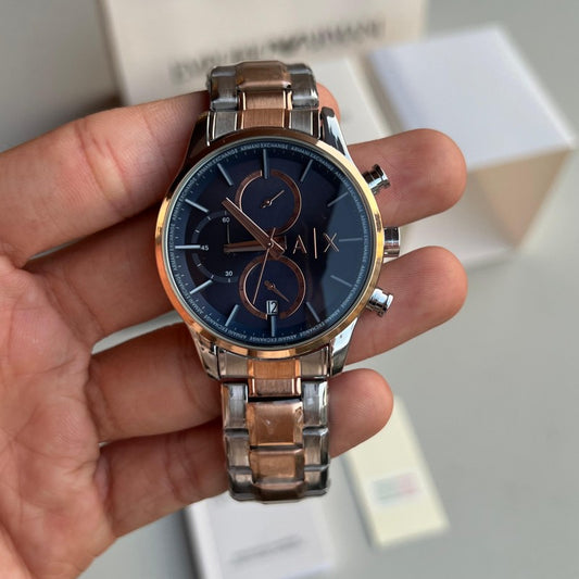 Arman i Exchange DANTE Chronograph AX1874 Two Tone Blue Dial