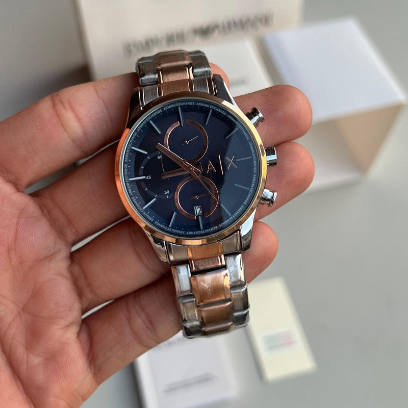 Arman i Exchange DANTE Chronograph AX1874 Two Tone Blue Dial