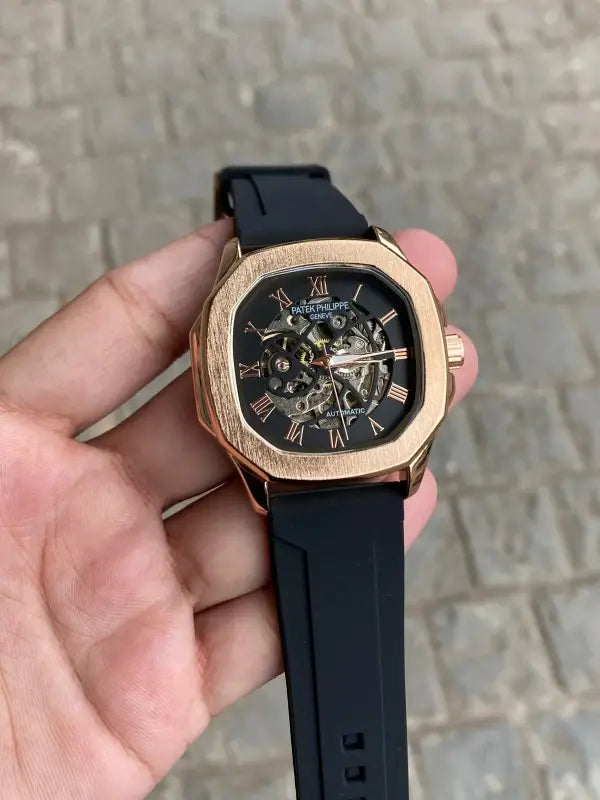 Patek Phillep e Skeleton Automatic Silicone Rose Gold