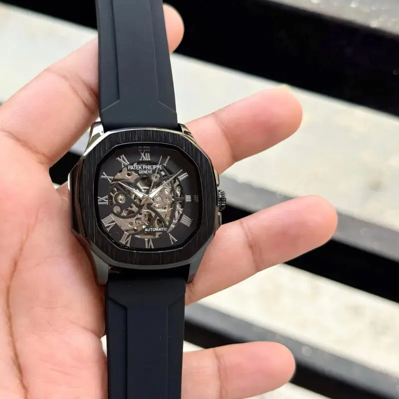 Patek Phillep e Skeleton Automatic Silicone Black