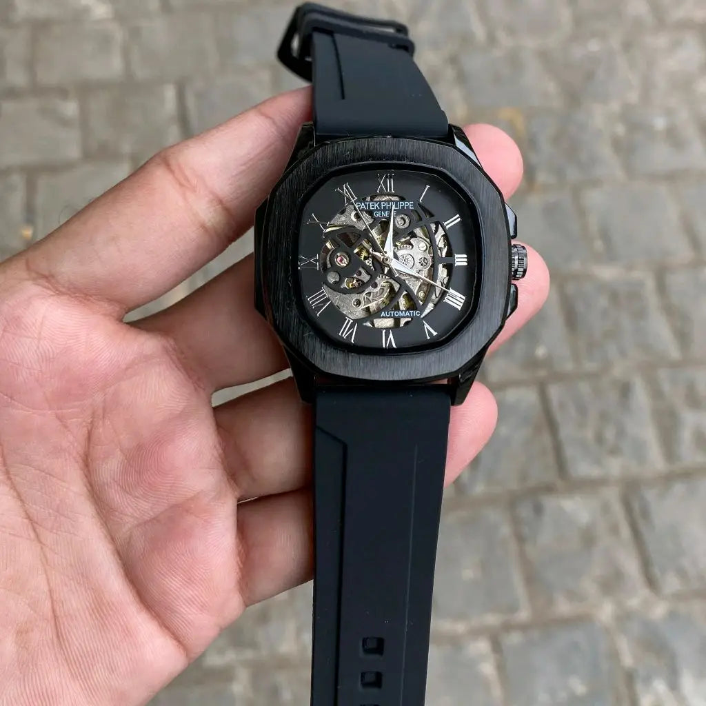 Patek Phillep e Skeleton Automatic Silicone Black