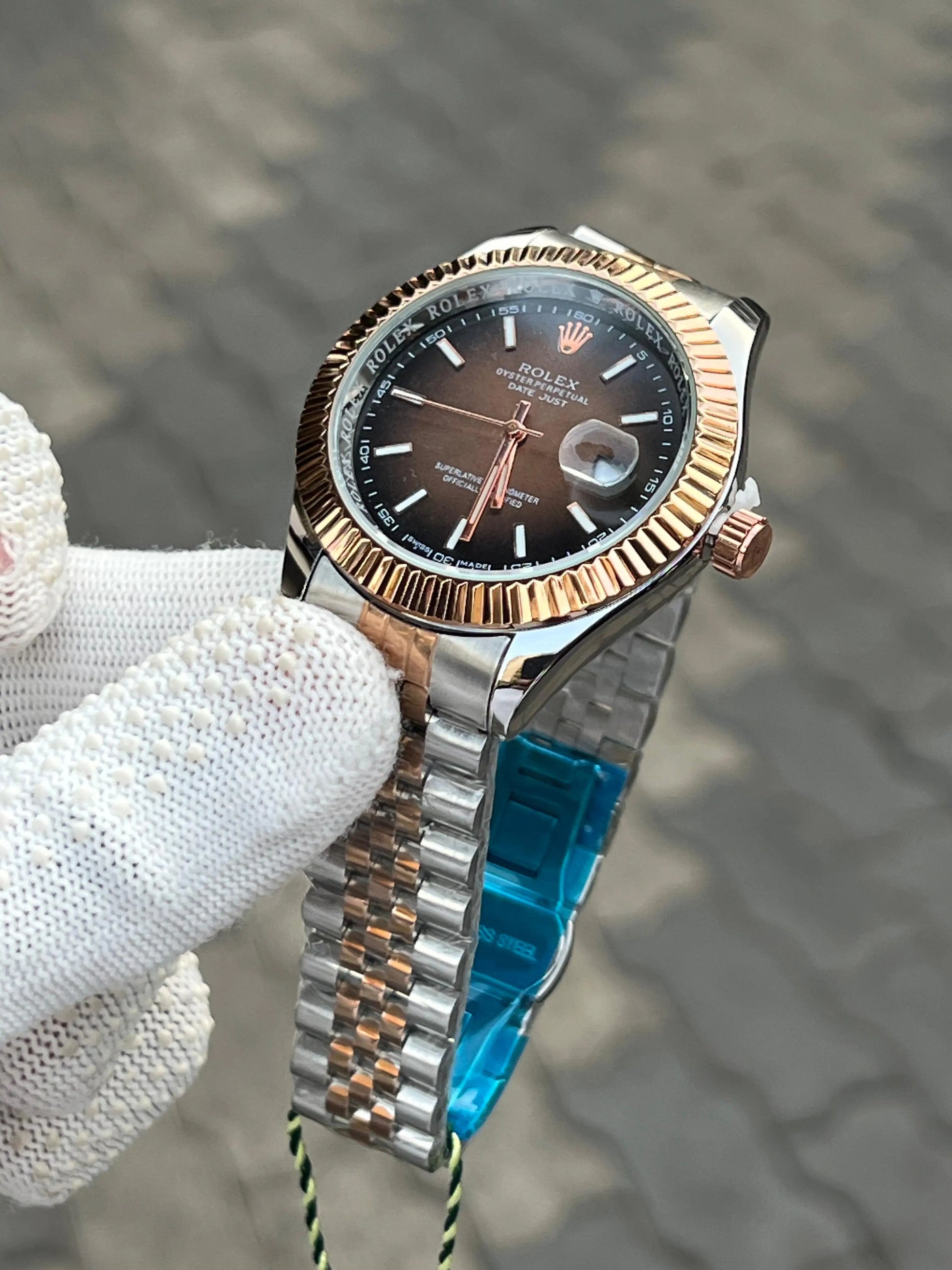 Rolex Date Just Two Tone Brown