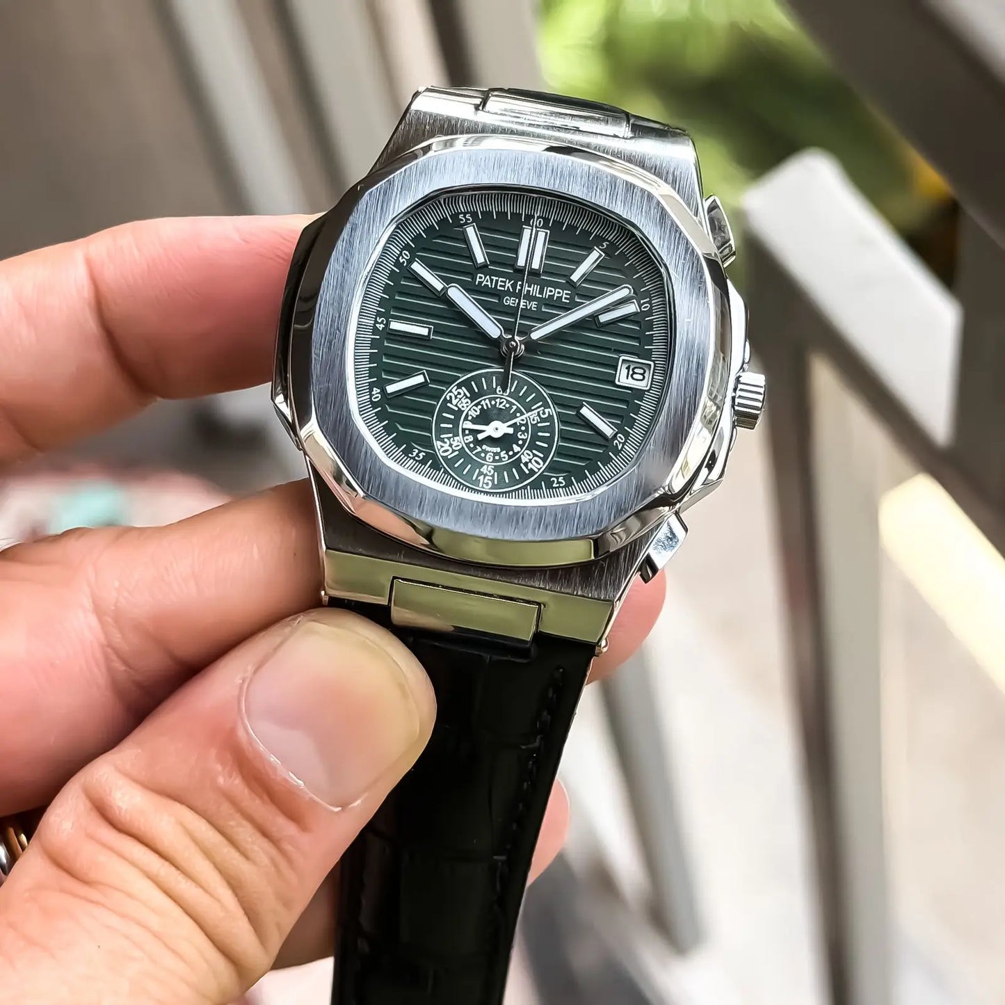 PATEK_CRONO_SILVER_GREEN