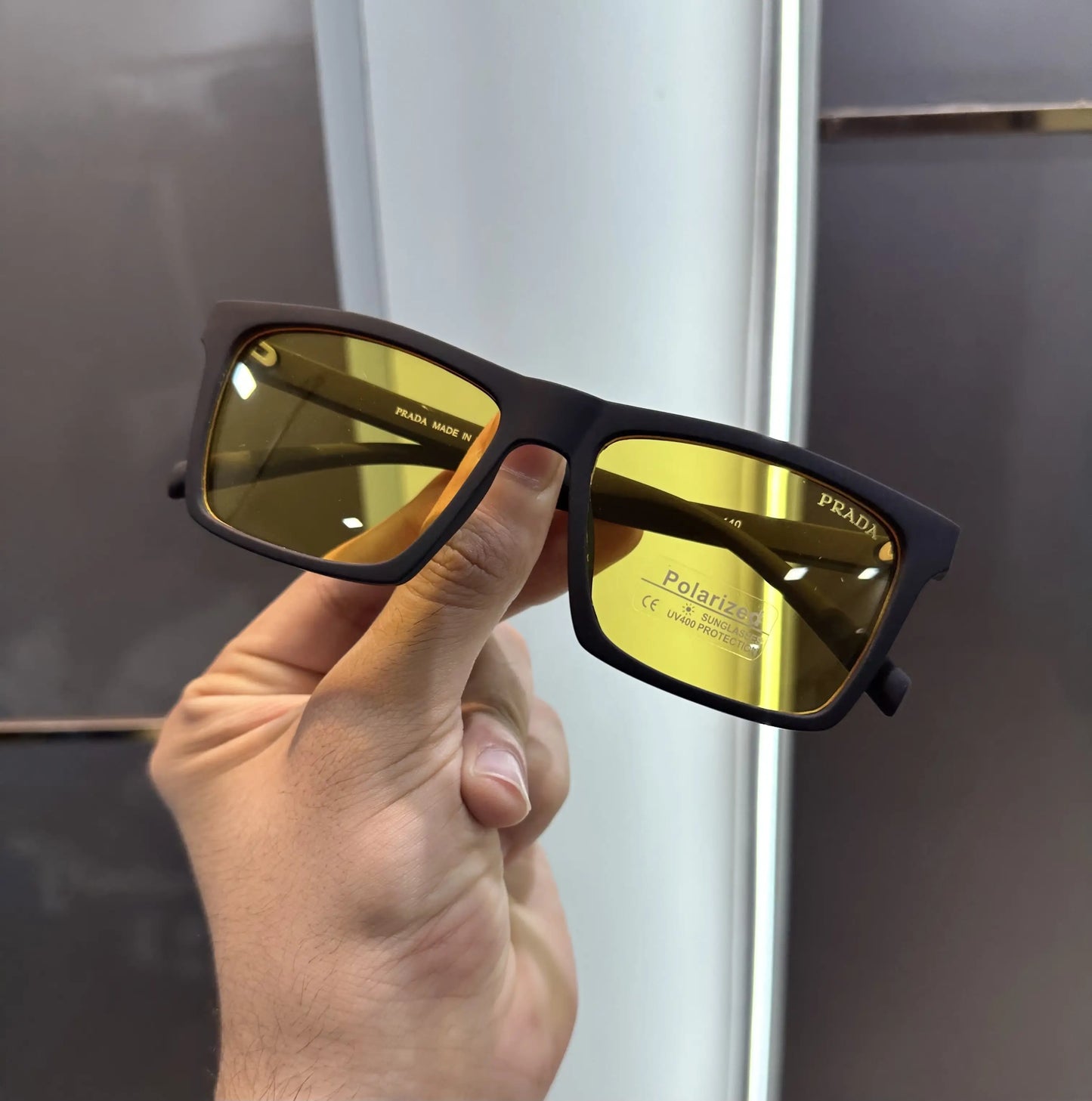 Prada Matt Black Yellow Premium Shades 2028