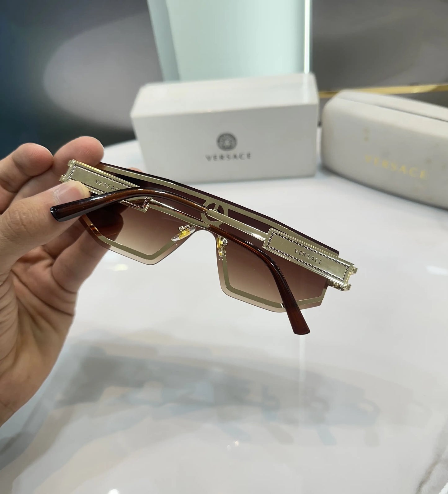 Versac e Gold Brown Metal Premium Shades 9995