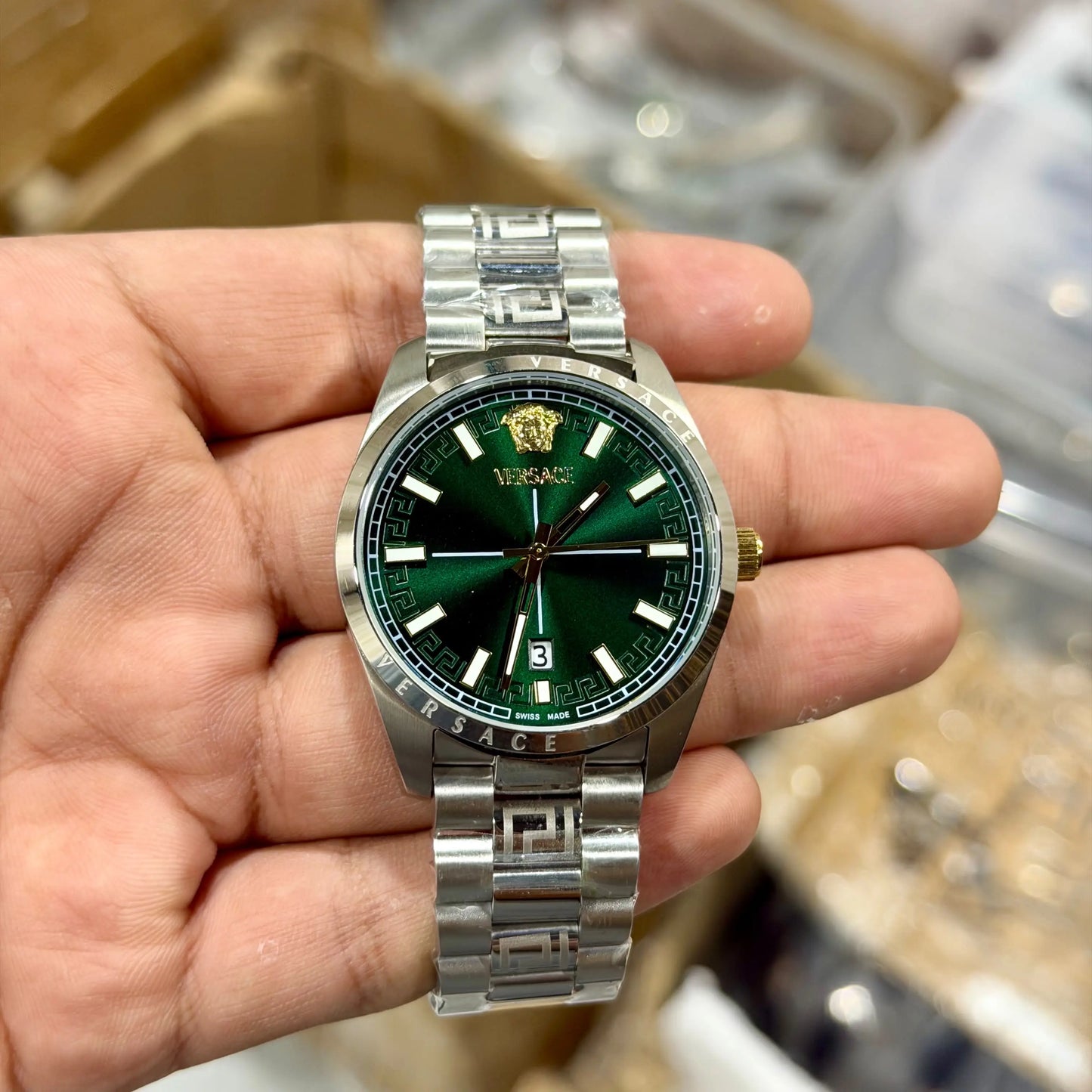 Versace Green Round Dail Analog Watch