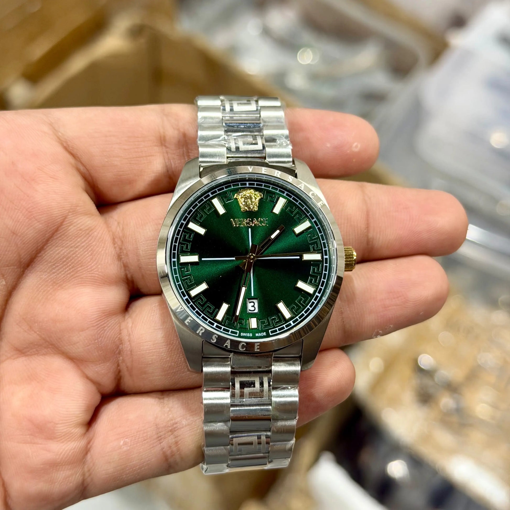 Versace Green Round Dail Analog Watch