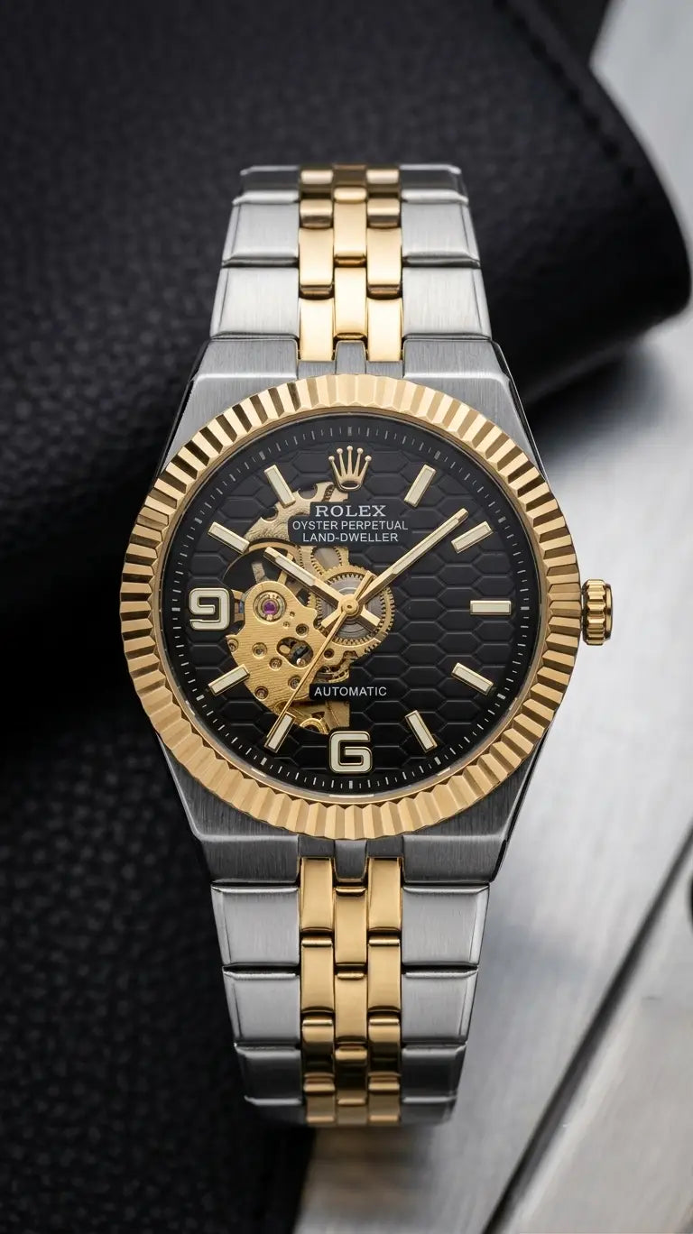 Role_x LAND DWELLER Oyster Perpetual Automatic Two Tone Black Dial