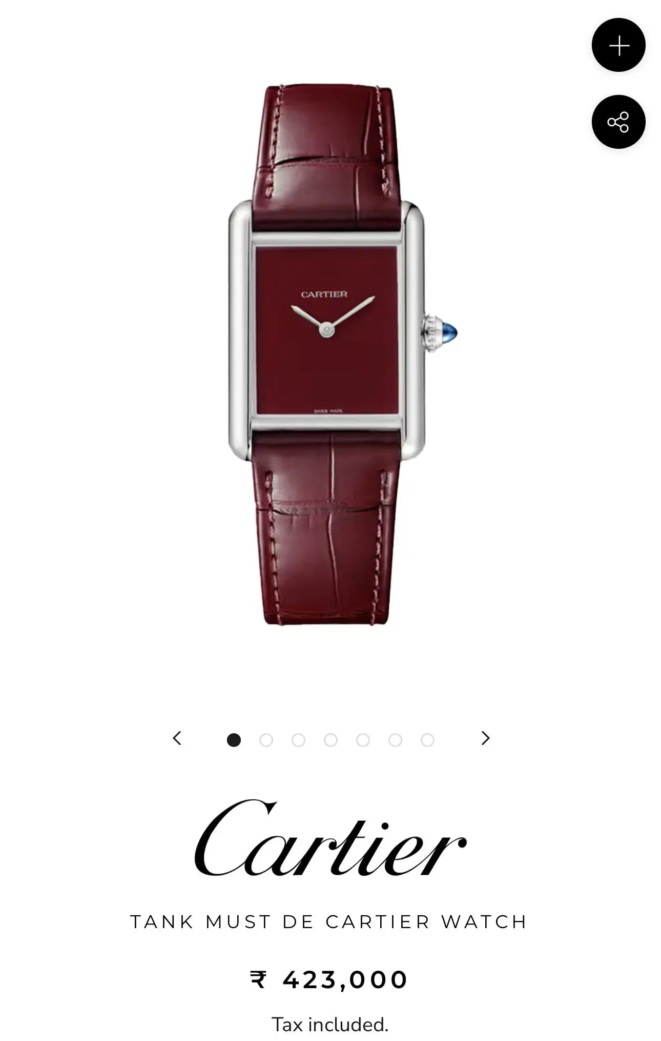 Cartie r Tank Burgundy Premium Quartz Watch