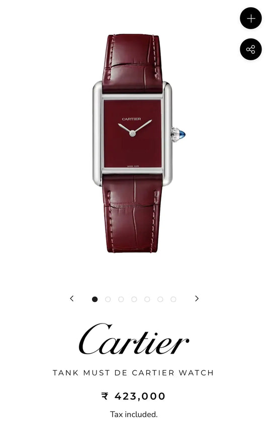 Cartie r Tank Burgundy Premium Quartz Watch