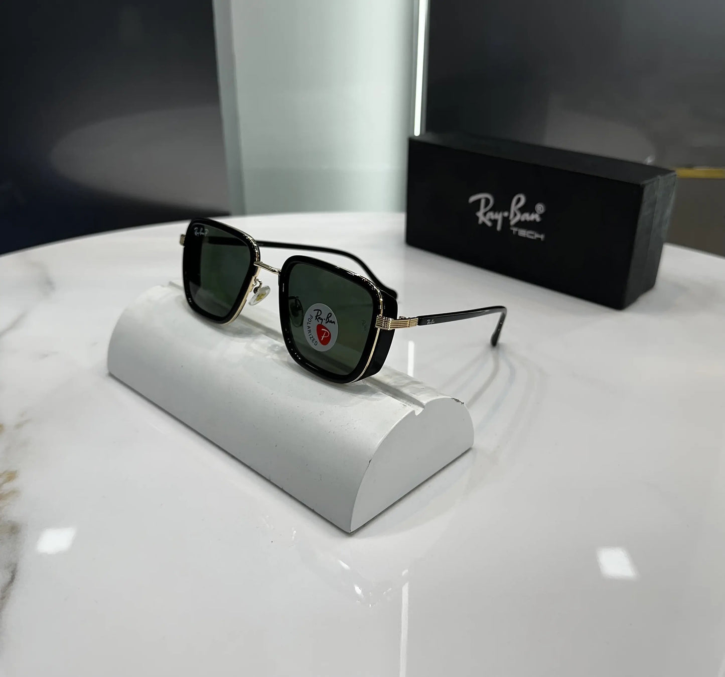 Ray Ban Gold Green Glass Premium Shades 6527