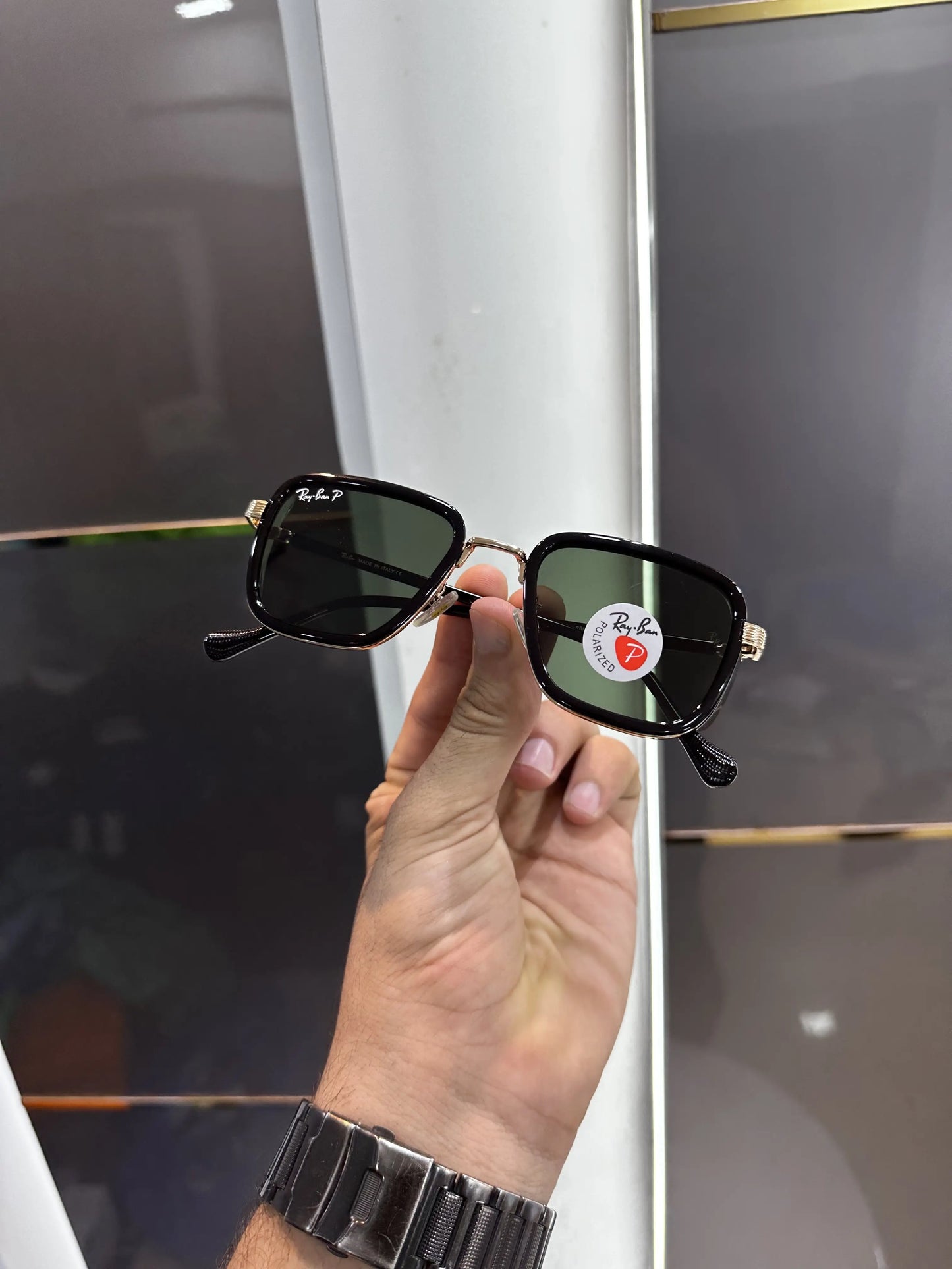 Ray Ban Gold Green Glass Premium Shades 6527