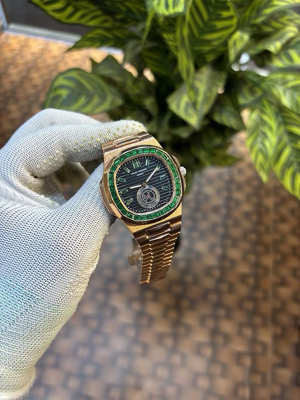 Patek Philippe Nautilus baguette diamond-set bezel