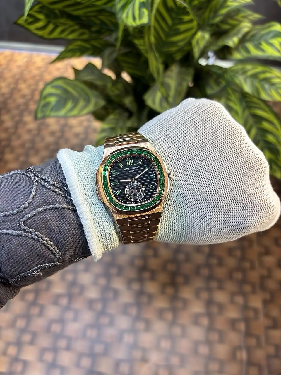 Patek Philippe Nautilus baguette diamond-set bezel