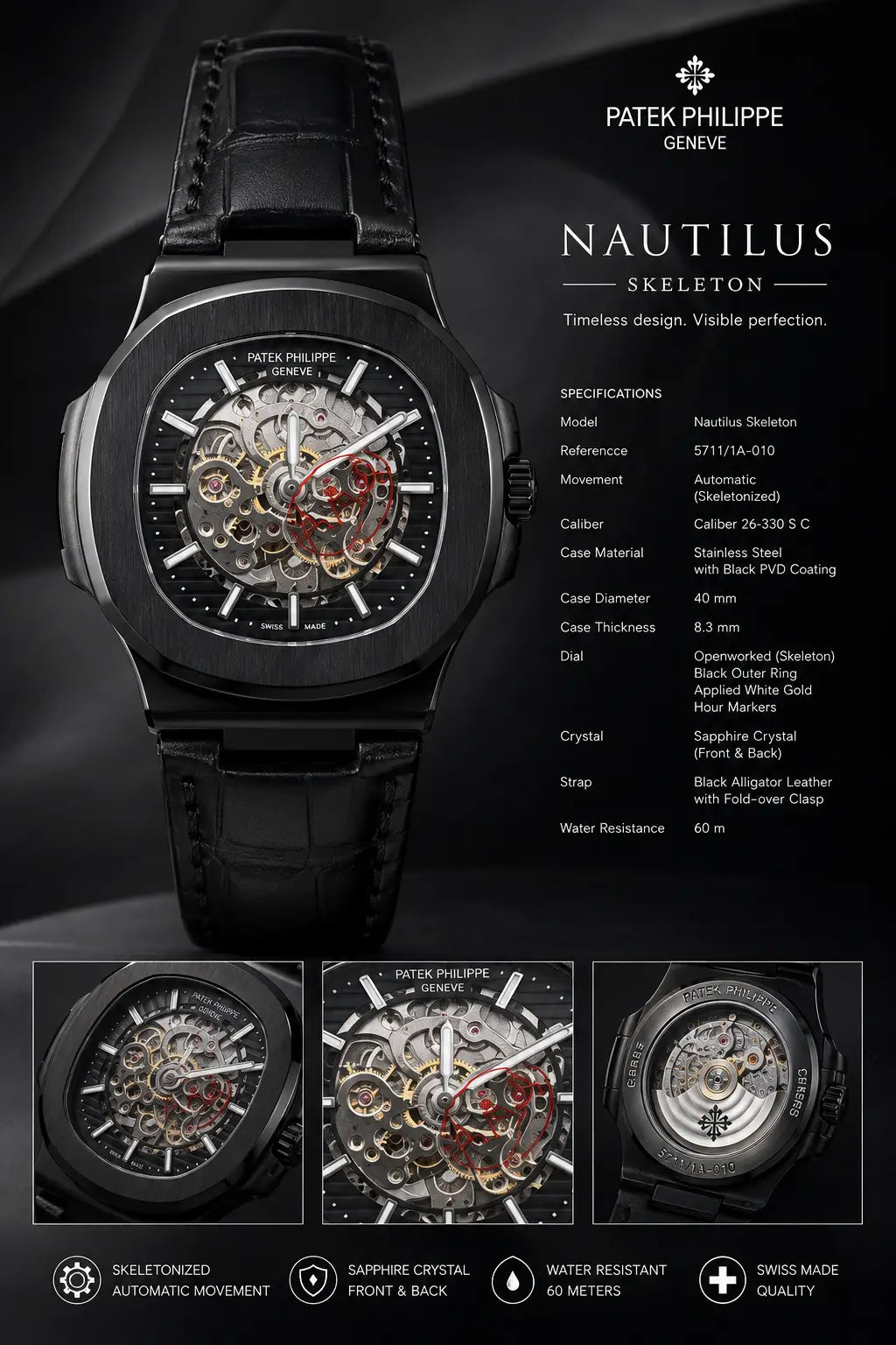 Pate k Phillipe Nautilus Leather Automatic