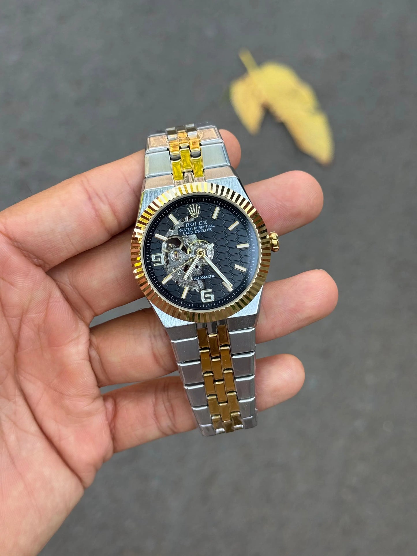 Role_x LAND DWELLER Oyster Perpetual Automatic Two Tone Black Dial
