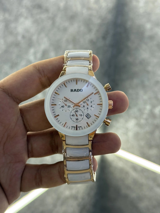 Rado Centrix Ceramic White Rose Gold Premium All Working 054