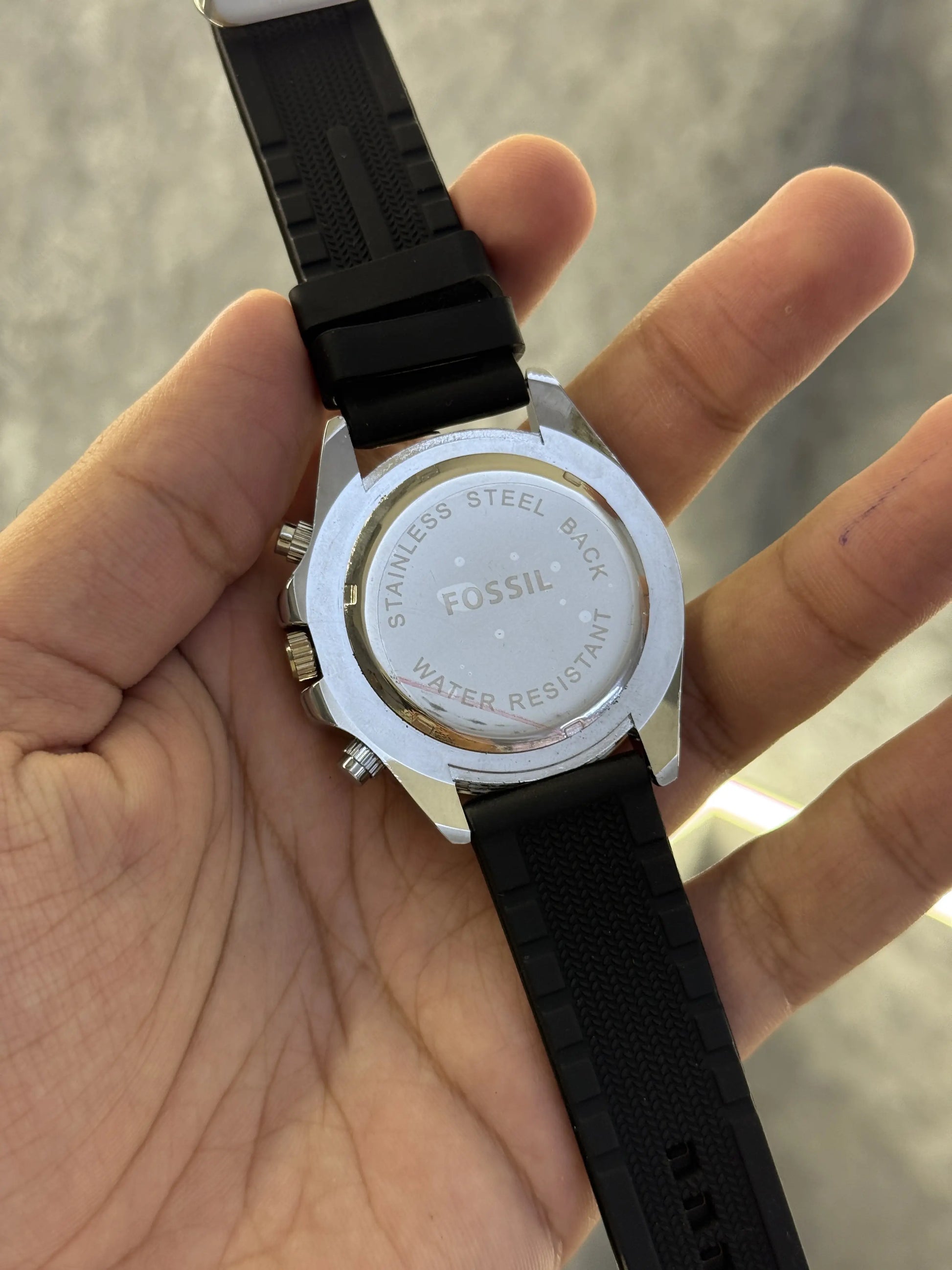 Fossil bannonRotating bezelAll Chronograph working Silicon strap 051