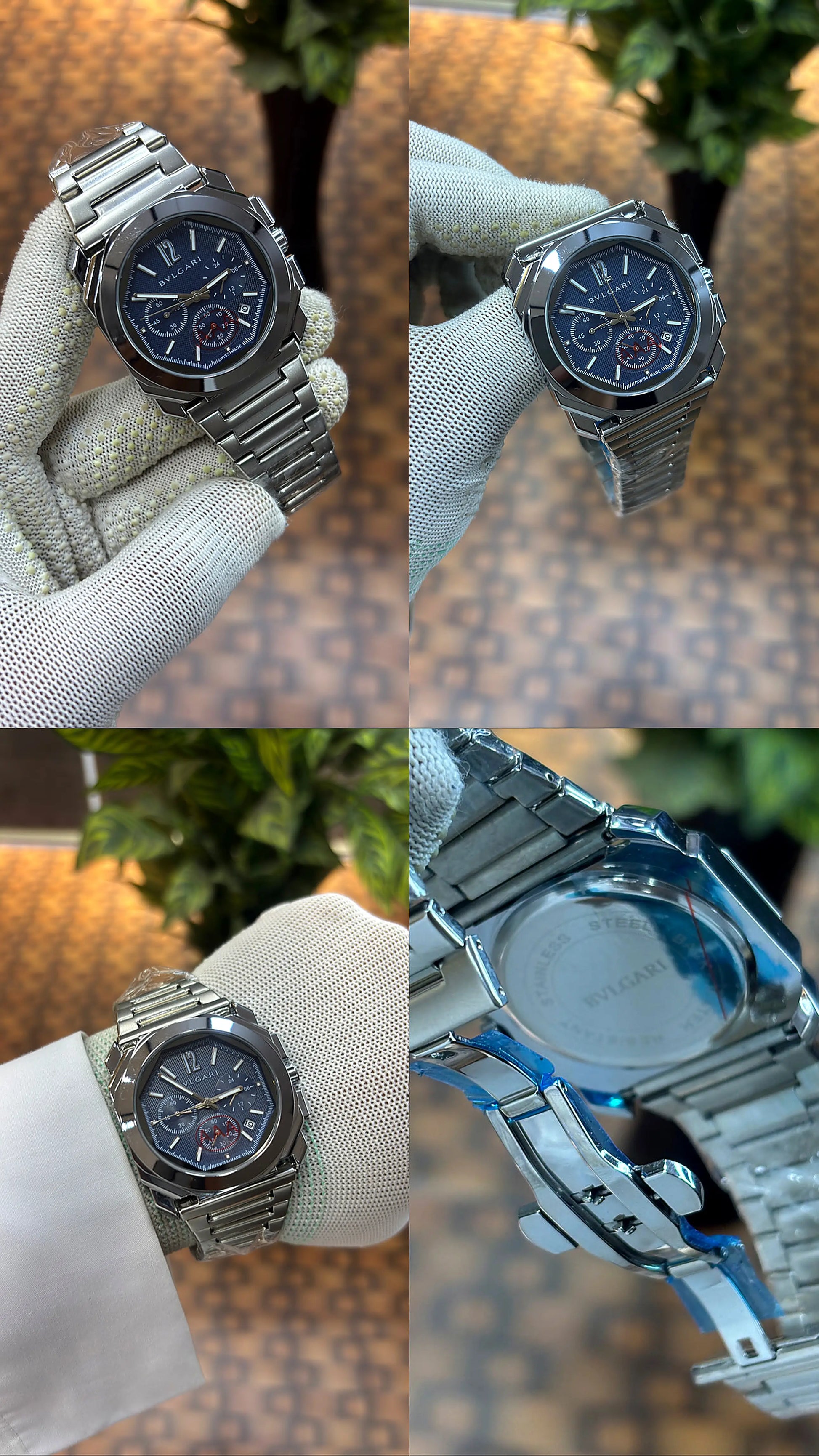 Bvlgari Octo Finissimo chronograph silver-blue