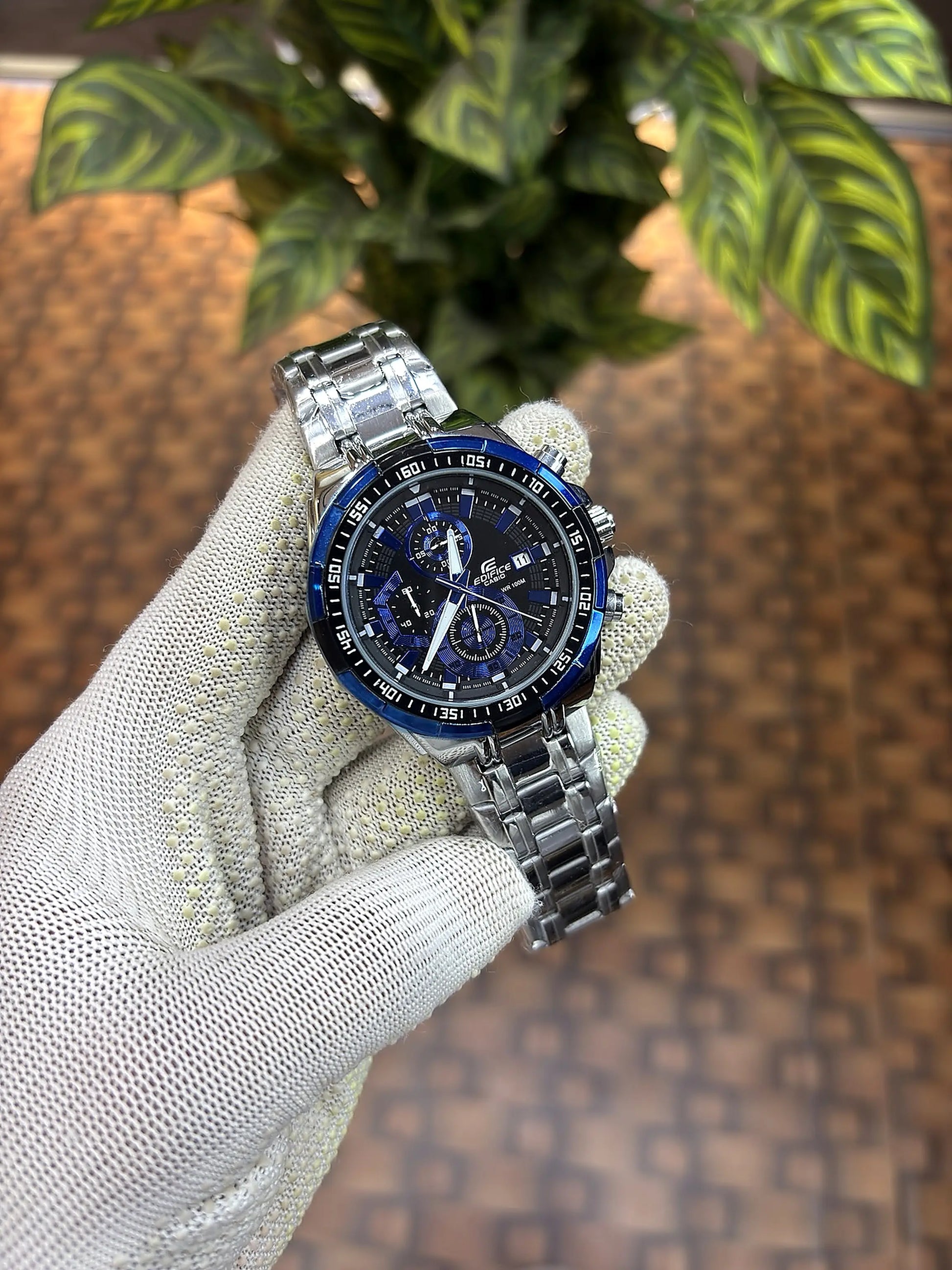 EDIFICE CASIO SILVER BLUE DIAL