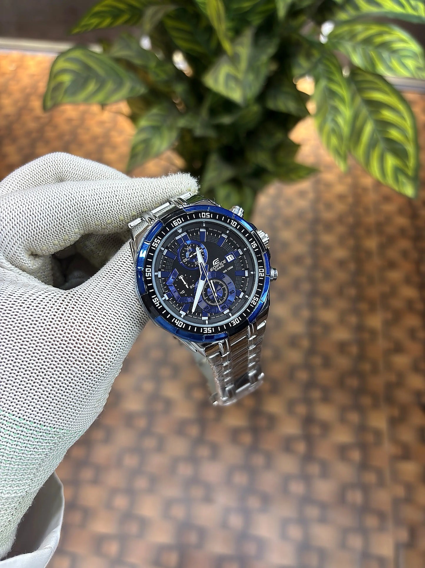 EDIFICE CASIO SILVER BLUE DIAL