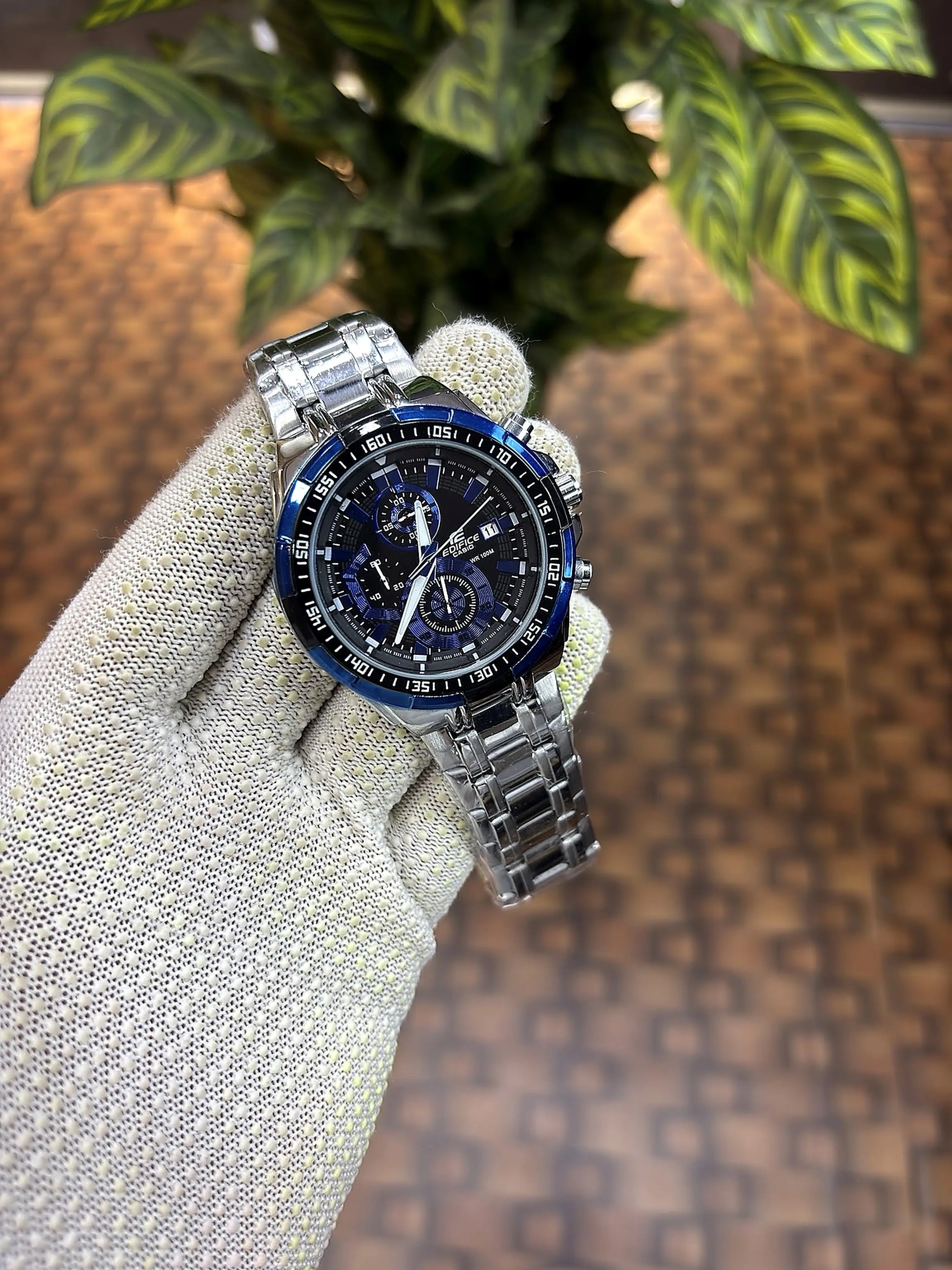 EDIFICE CASIO SILVER BLUE DIAL