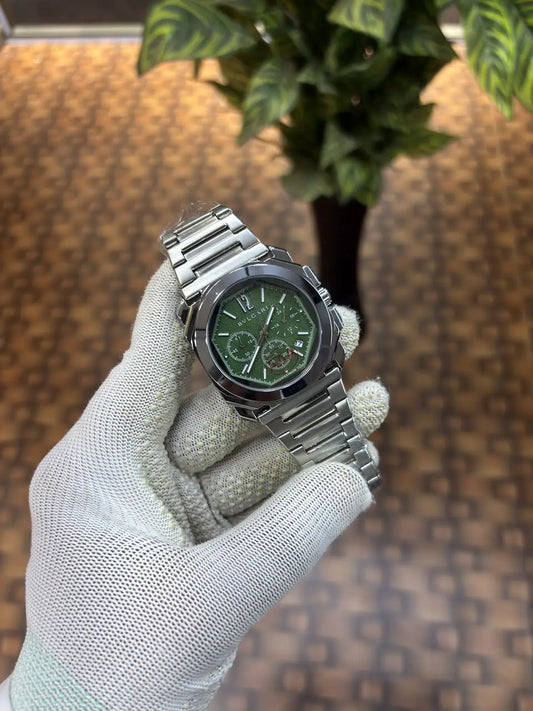 Bvlgari Octo Finissimo chronograph silver-Green