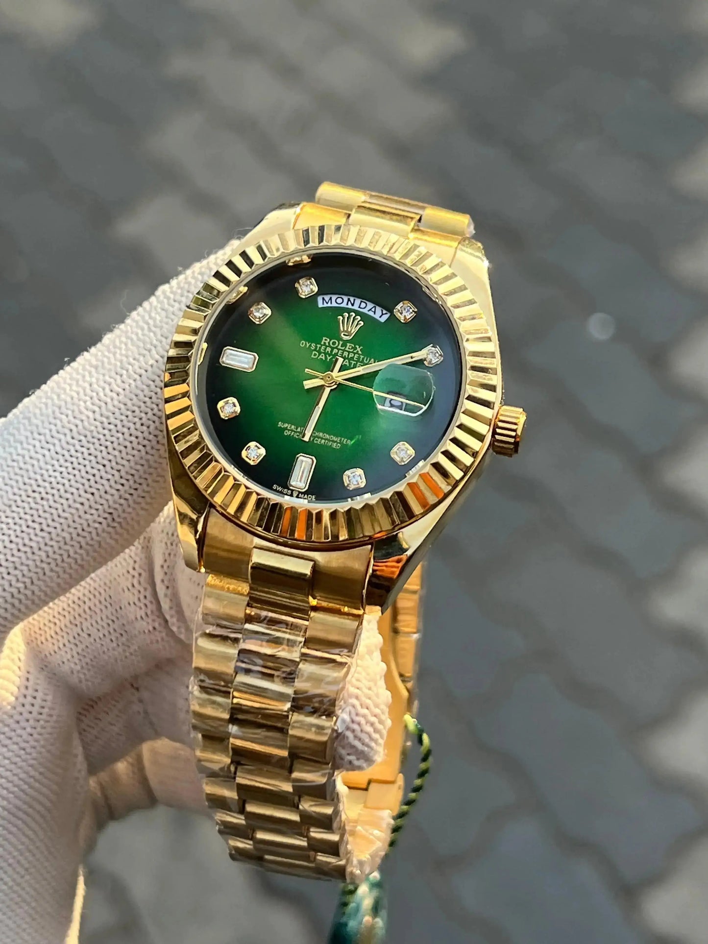 Rolex Day Date Diamond Green Gold