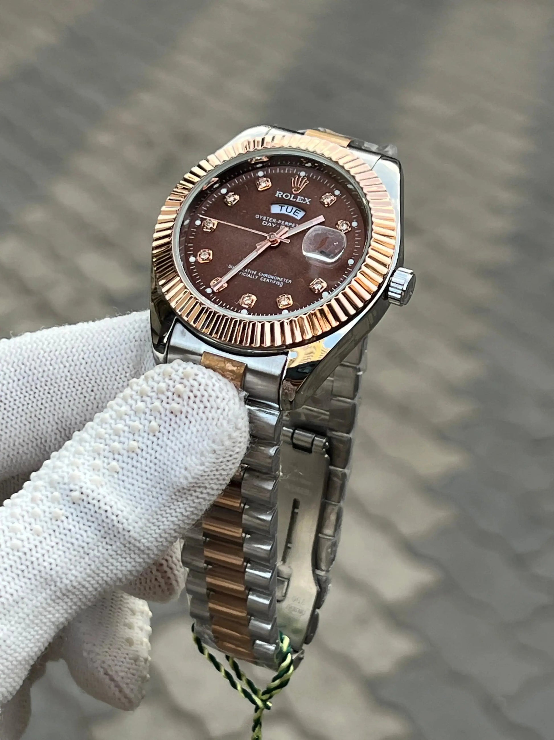 Rolex Day Date Two Tone Diamond Chocolate 